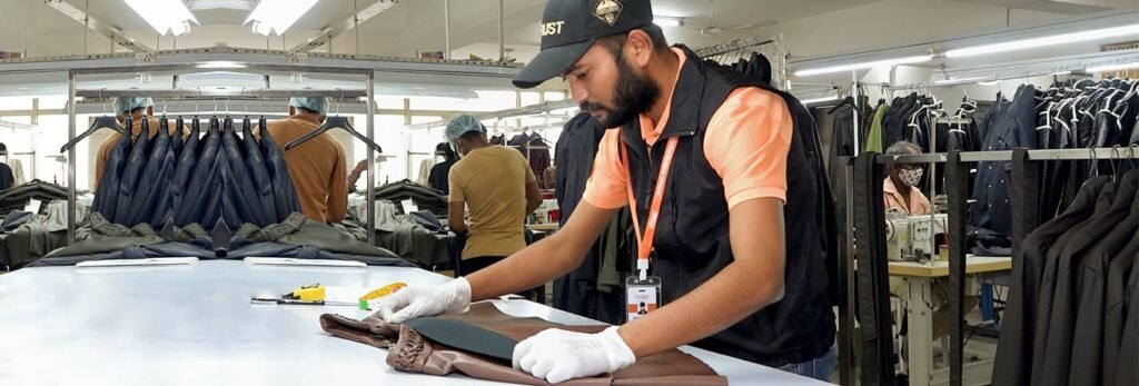 A person measuring the size of a piece of cloth.