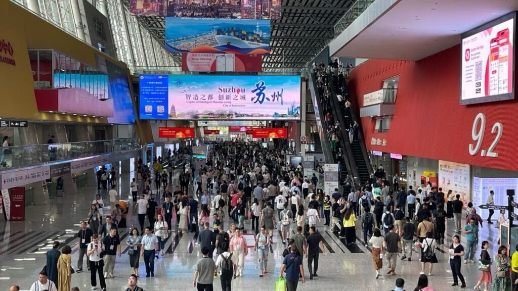 A large crowd of people in a location.