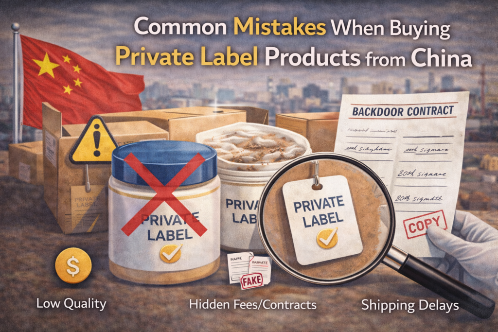 Graphic image showing a backdoor contract note alongside some private-label products.