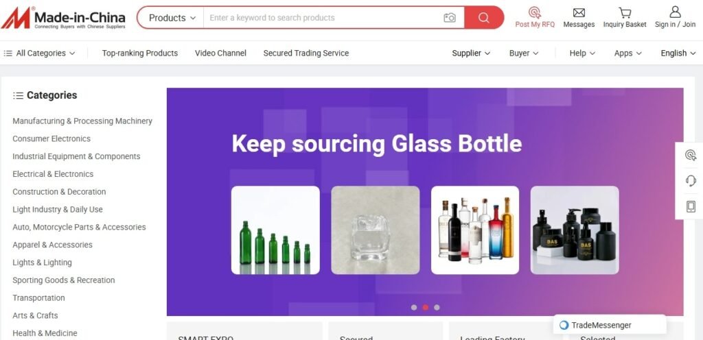 Home page image of Made in China platform.