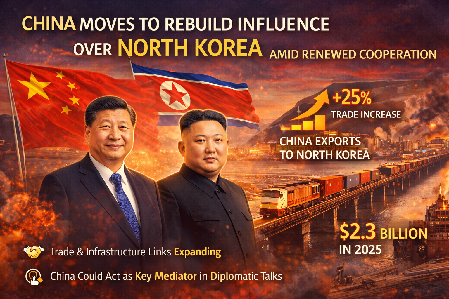 graphic image showing China Moves to Rebuild Influence Over North Korea Amid Renewed Cooperation