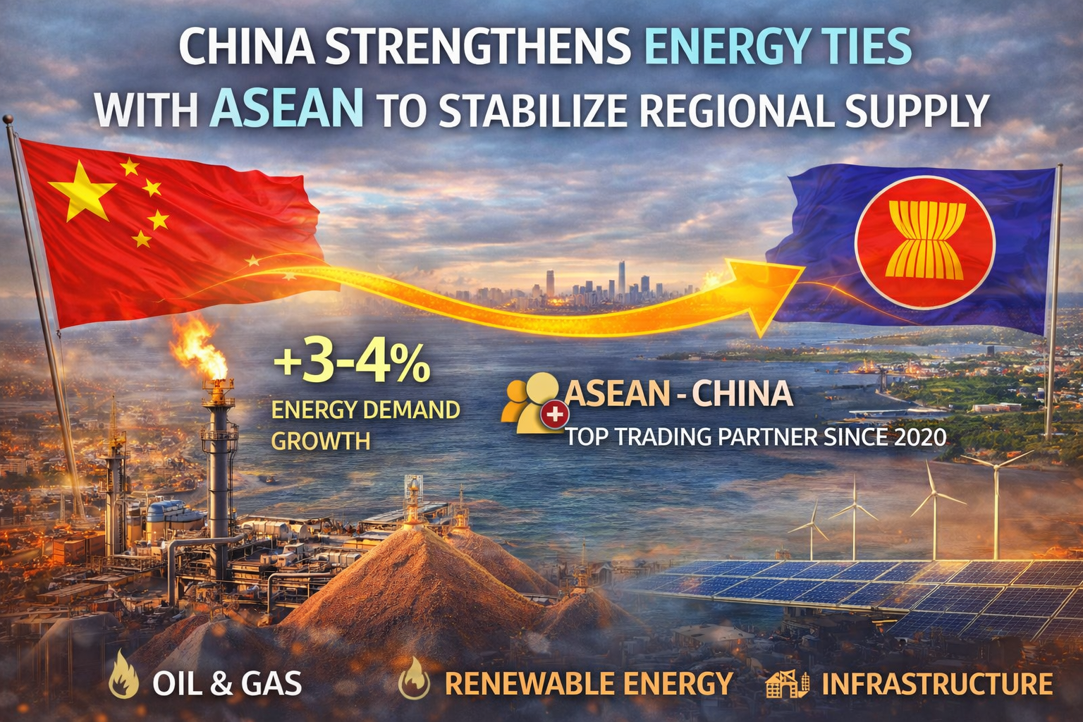 graphic image showing China Strengthens Energy Ties with ASEAN to Stabilize Regional Supply