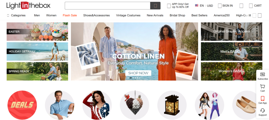 Home page of Light in the box