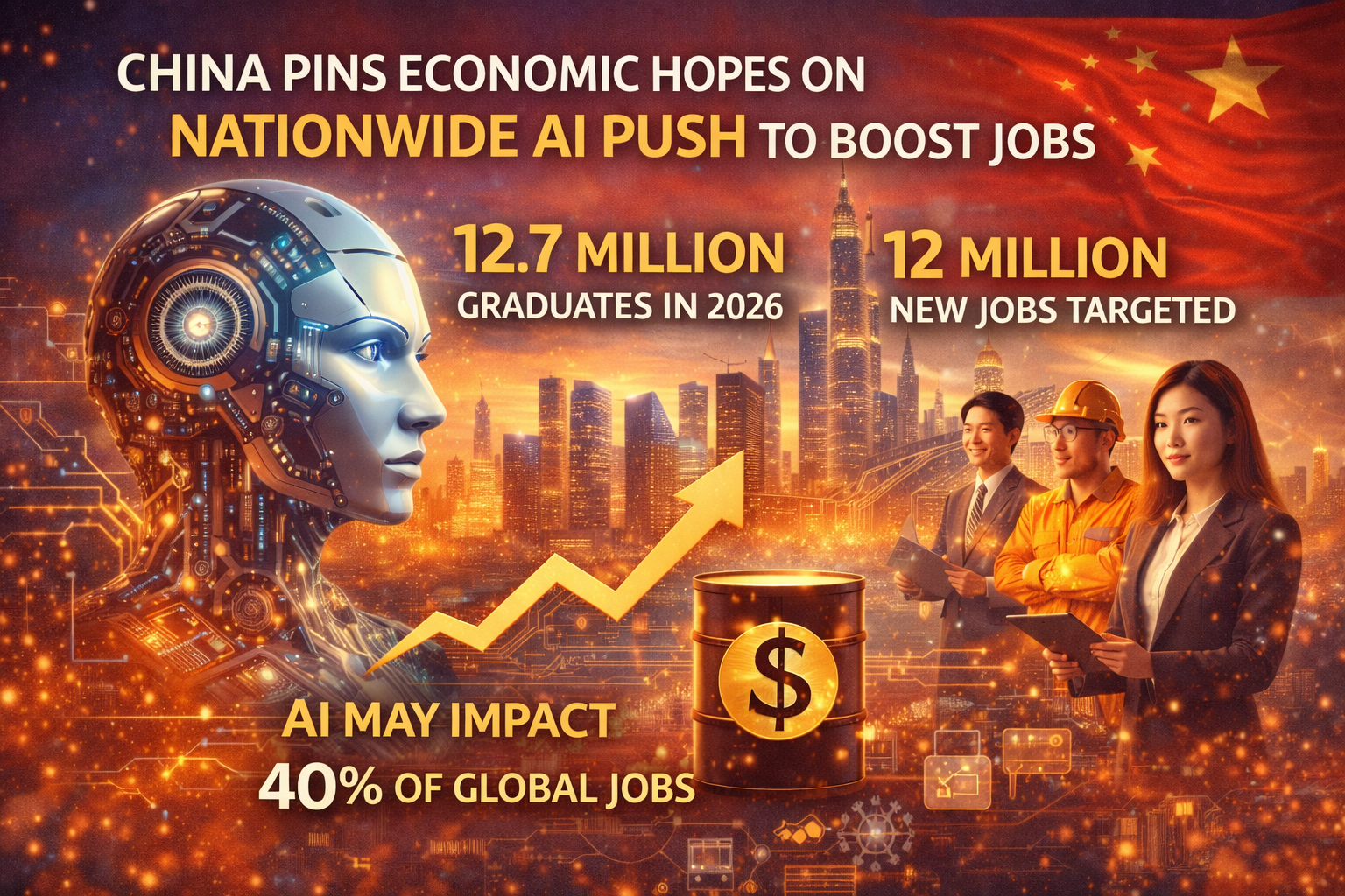 graphic image showing China Pins Economic Hopes on Nationwide AI Push to Boost Jobs