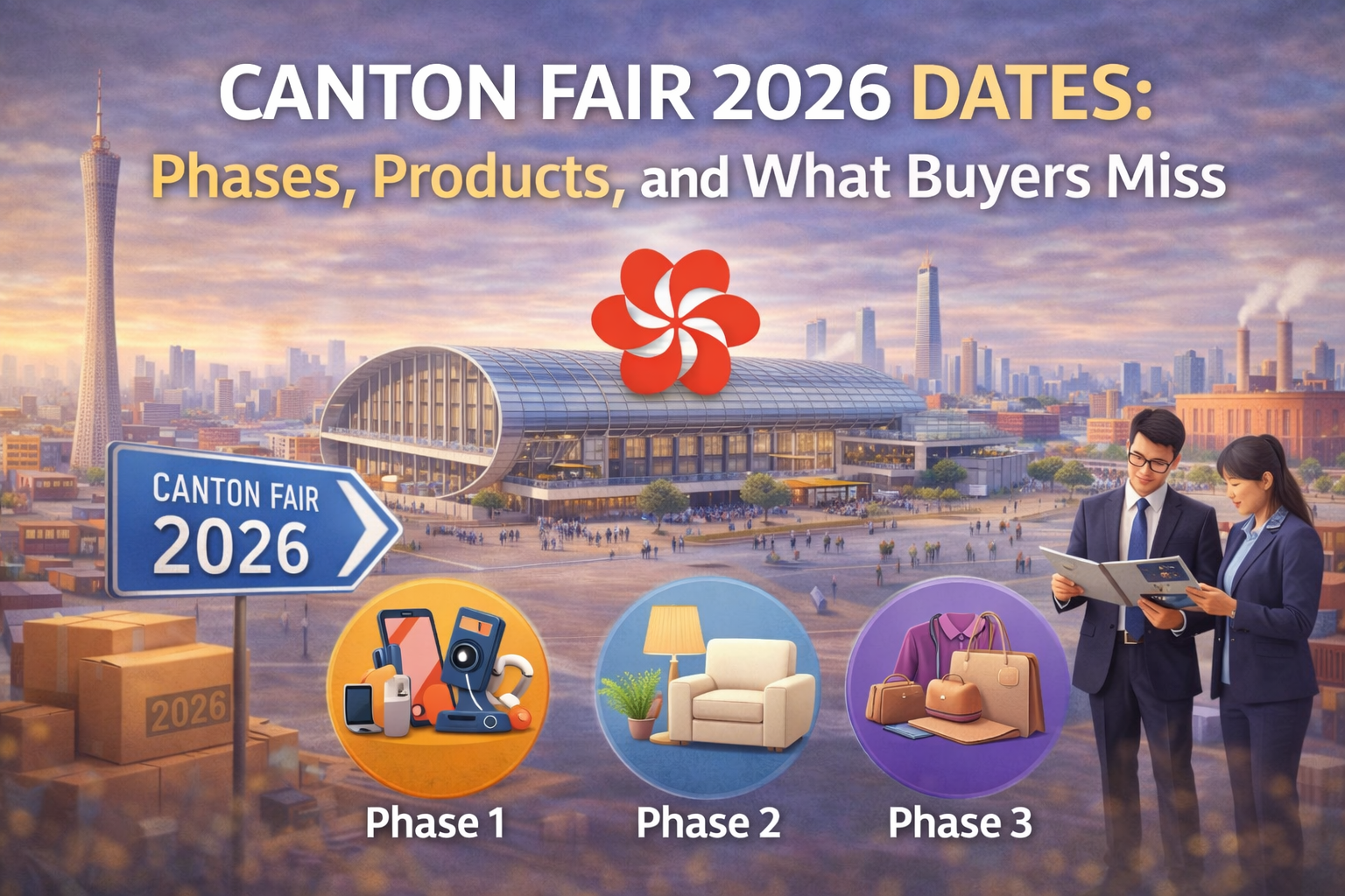 graphic image showing canton fair dates, products, and what buyer miss
