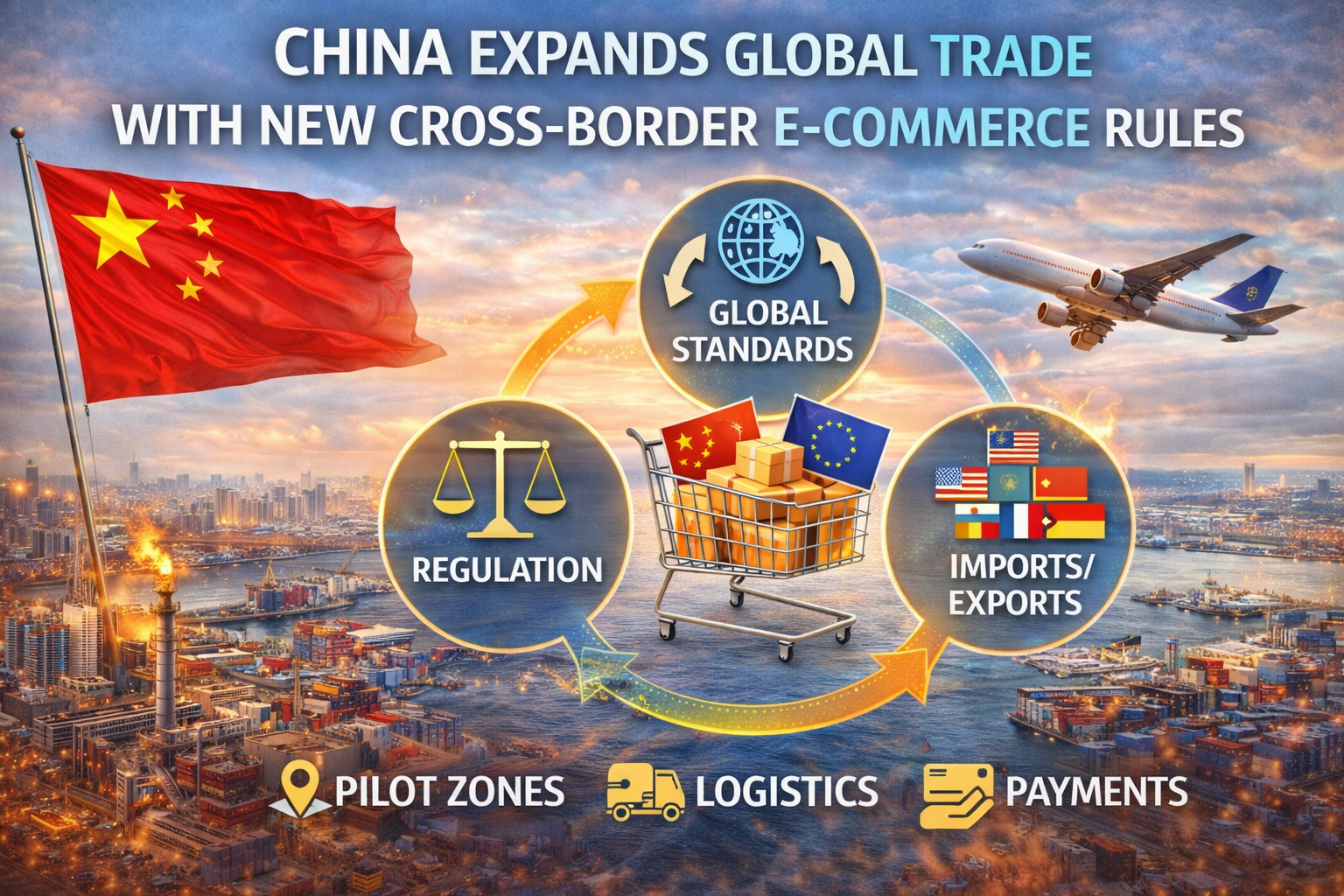 graphic image showing China Expands Global Trade with New Cross-Border E-commerce Rules