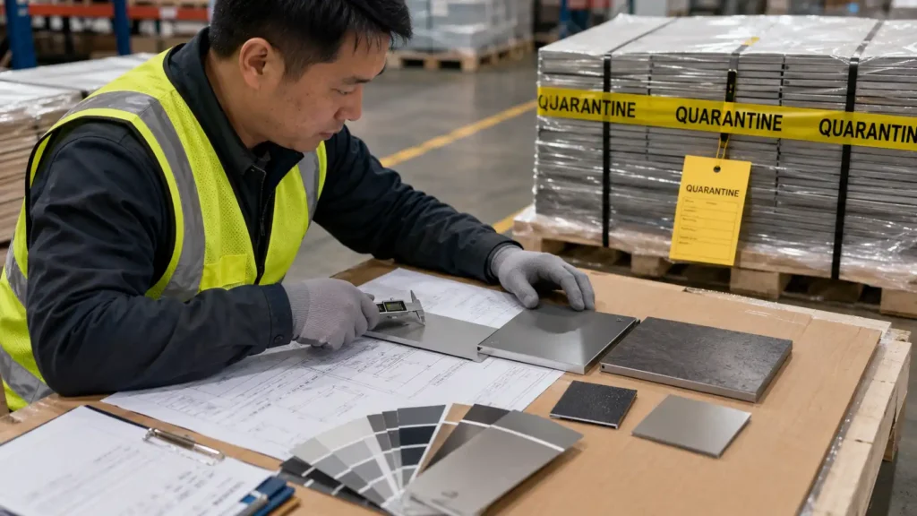 a quality control inspector is checking Packaging and Labeling
