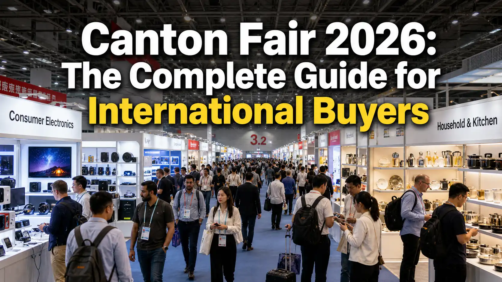 International buyers walking through the Canton Fair 2026 exhibition halls in Guangzhou, China