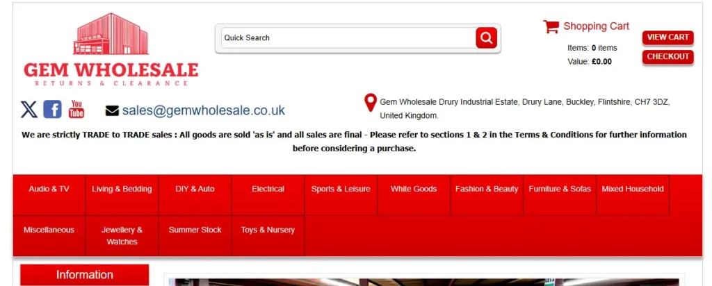screenshot of Gem Wholesale 