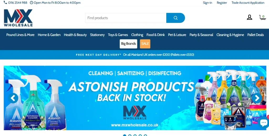 screenshot of MX Wholesale 