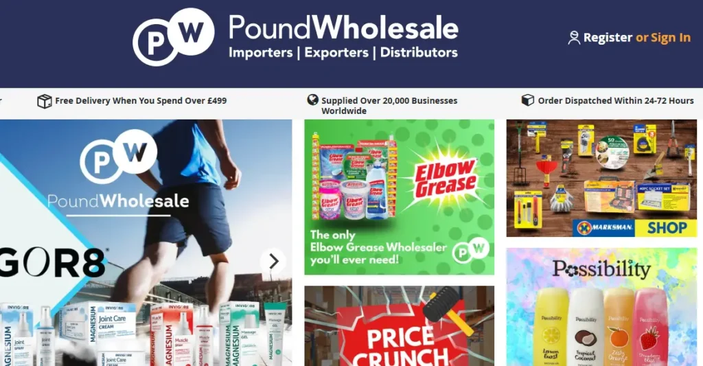 screenshot of Pound Wholesale 
