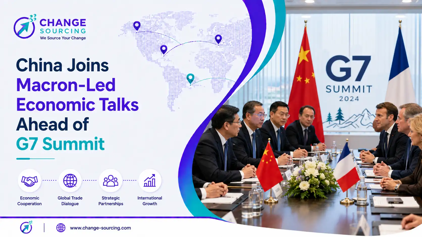 graphic image showing China Joins Macron-Led Economic Talks Ahead of G7 Summit