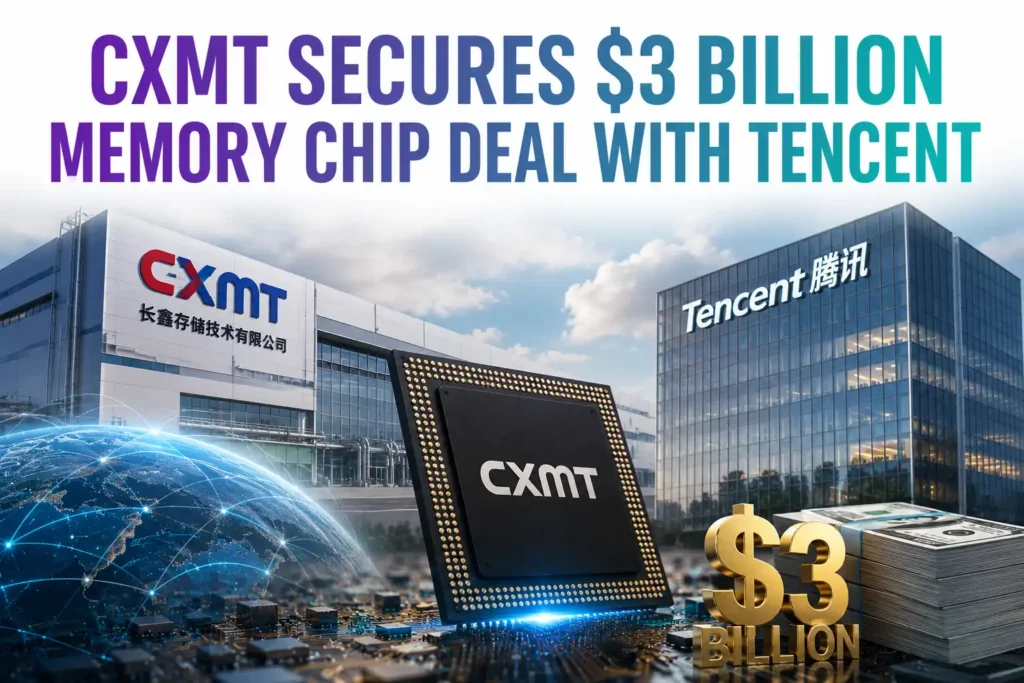 graphic image showing CXMT Secures $3 Billion Memory Chip Deal with Tencent