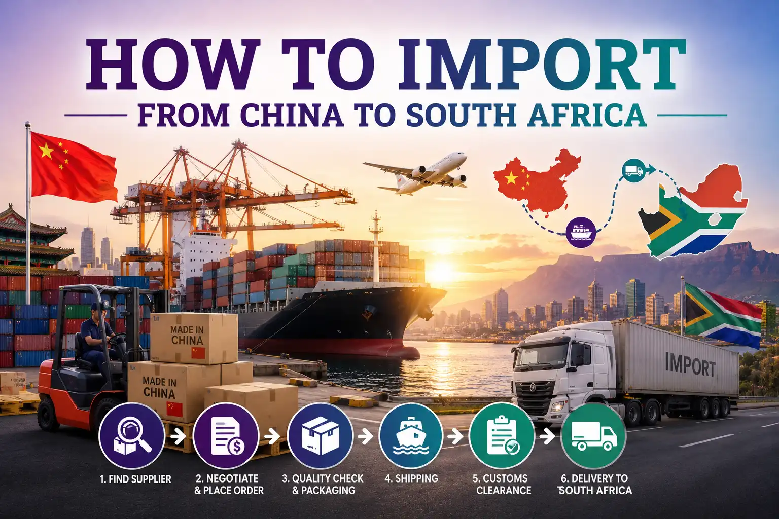 graphic image showing how to import from china to south africa