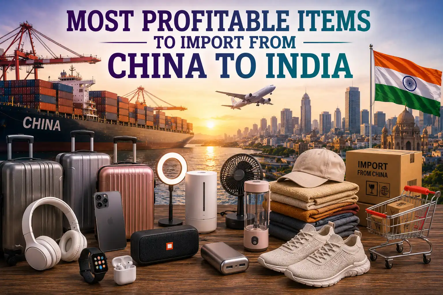 graphic image showing most profitable items to import from china to india