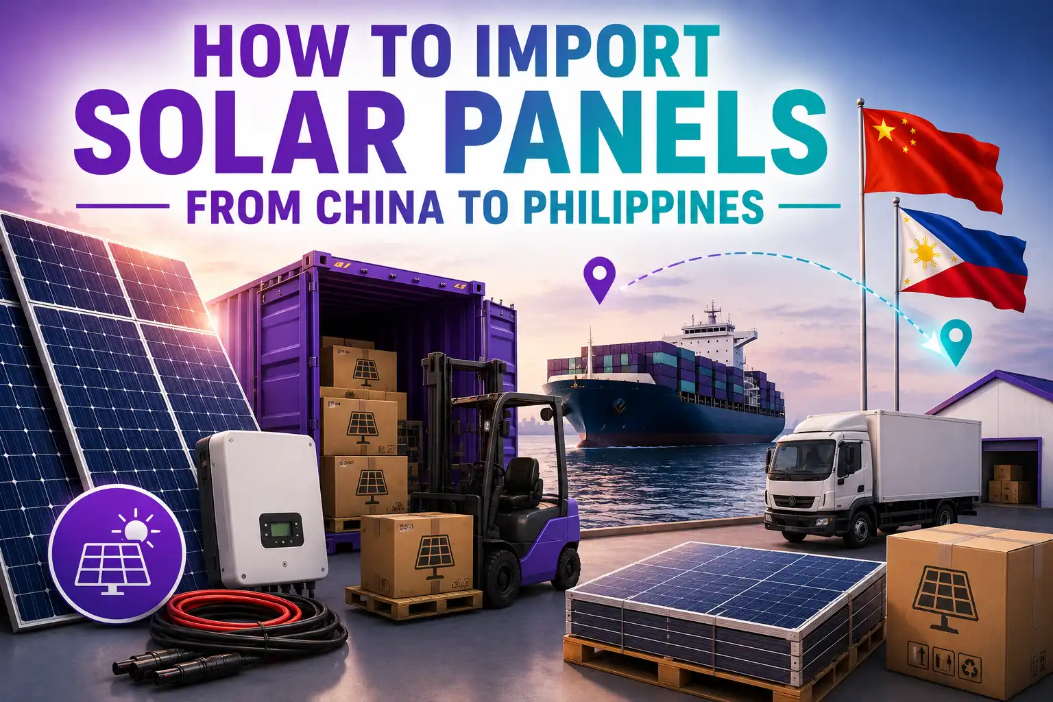 graphic image showing how to import solar panels from china to philippines