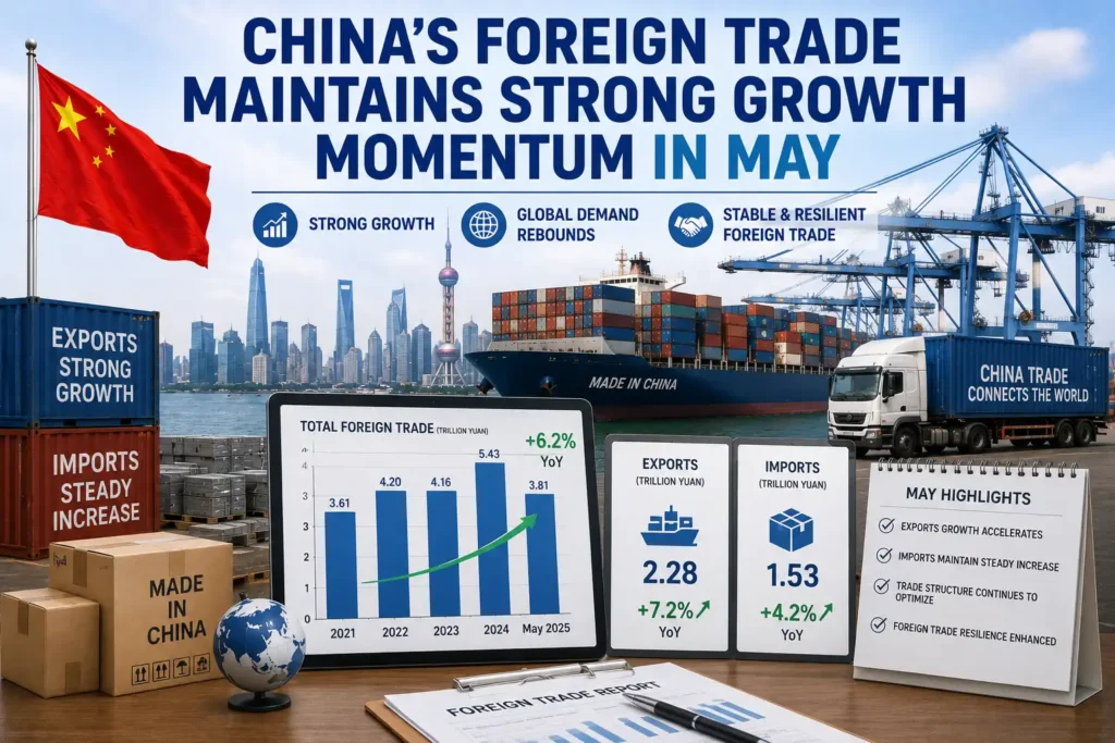 graphic image showing China’s Foreign Trade Maintains Strong Growth Momentum in May