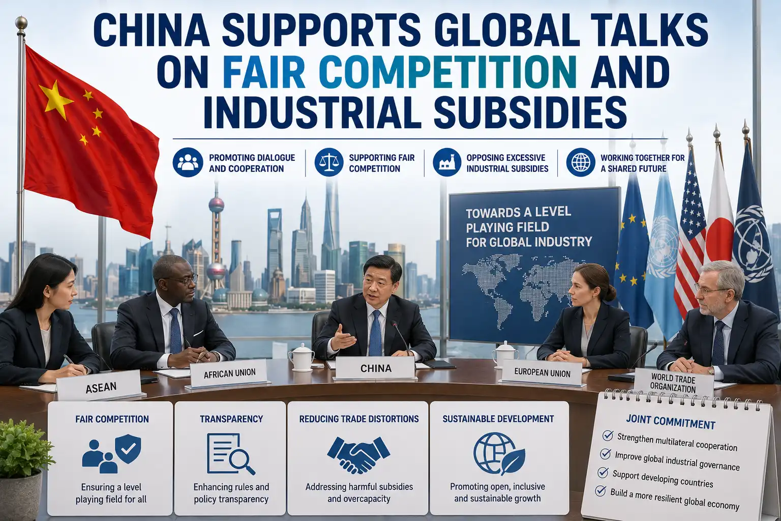 graphic image showing China Supports Global Talks on Fair Competition and Industrial Subsidies