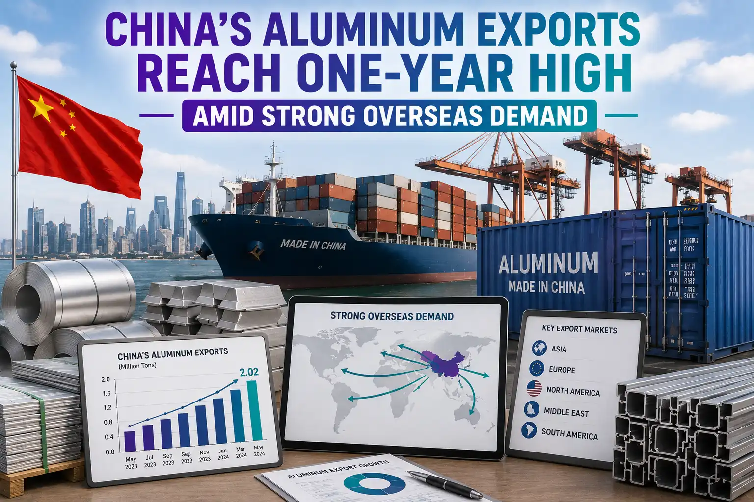 graphic image showing China’s Aluminum Exports Reach One-Year High Amid Strong Overseas Demand