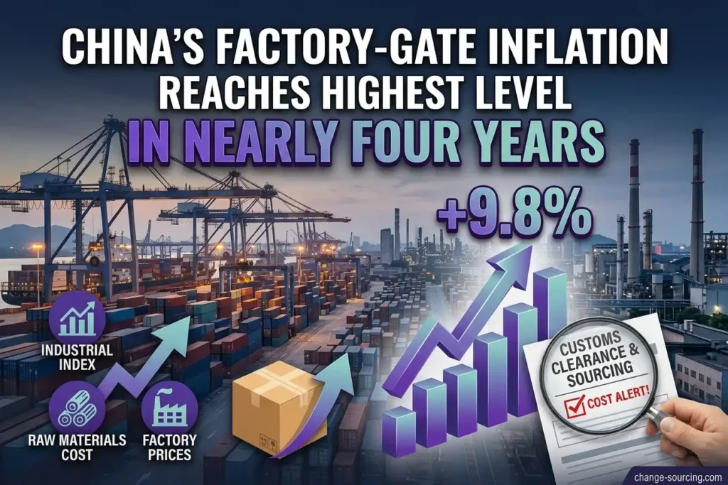graphic image showing China’s Factory-Gate Inflation Reaches Highest Level in Nearly Four Years