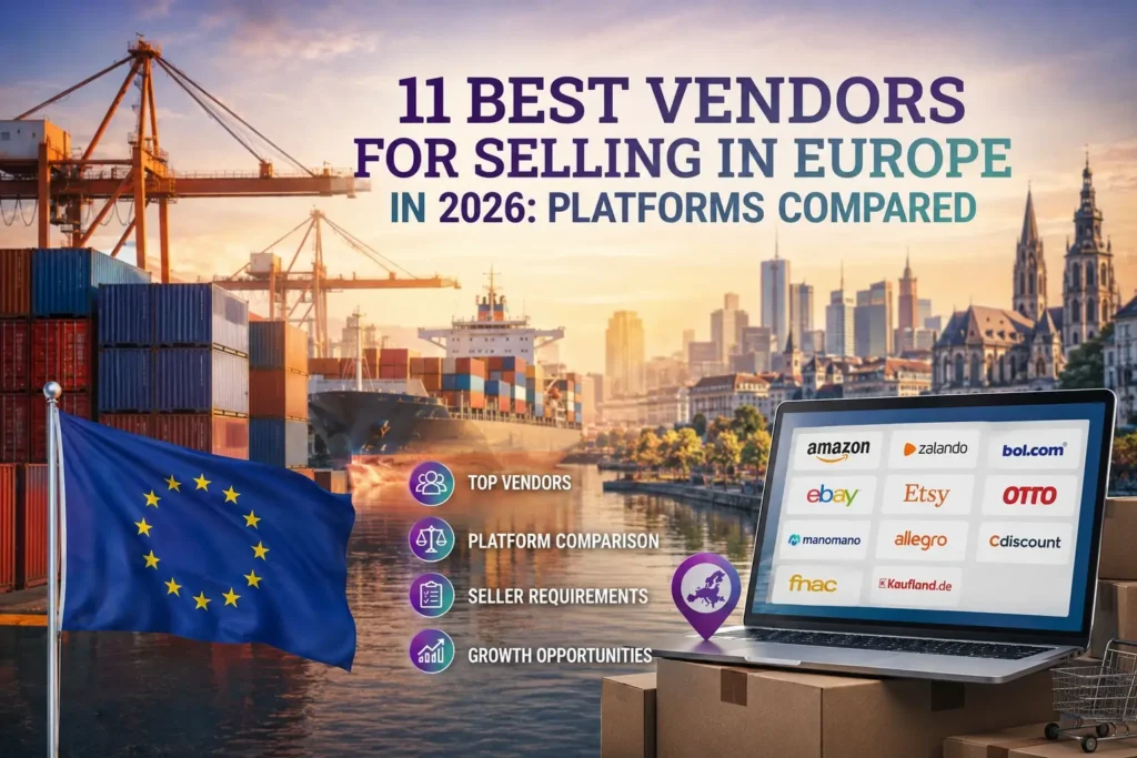 graphic image showing 11 Best Vendors for Selling in Europe in 2026: Platforms Compared 