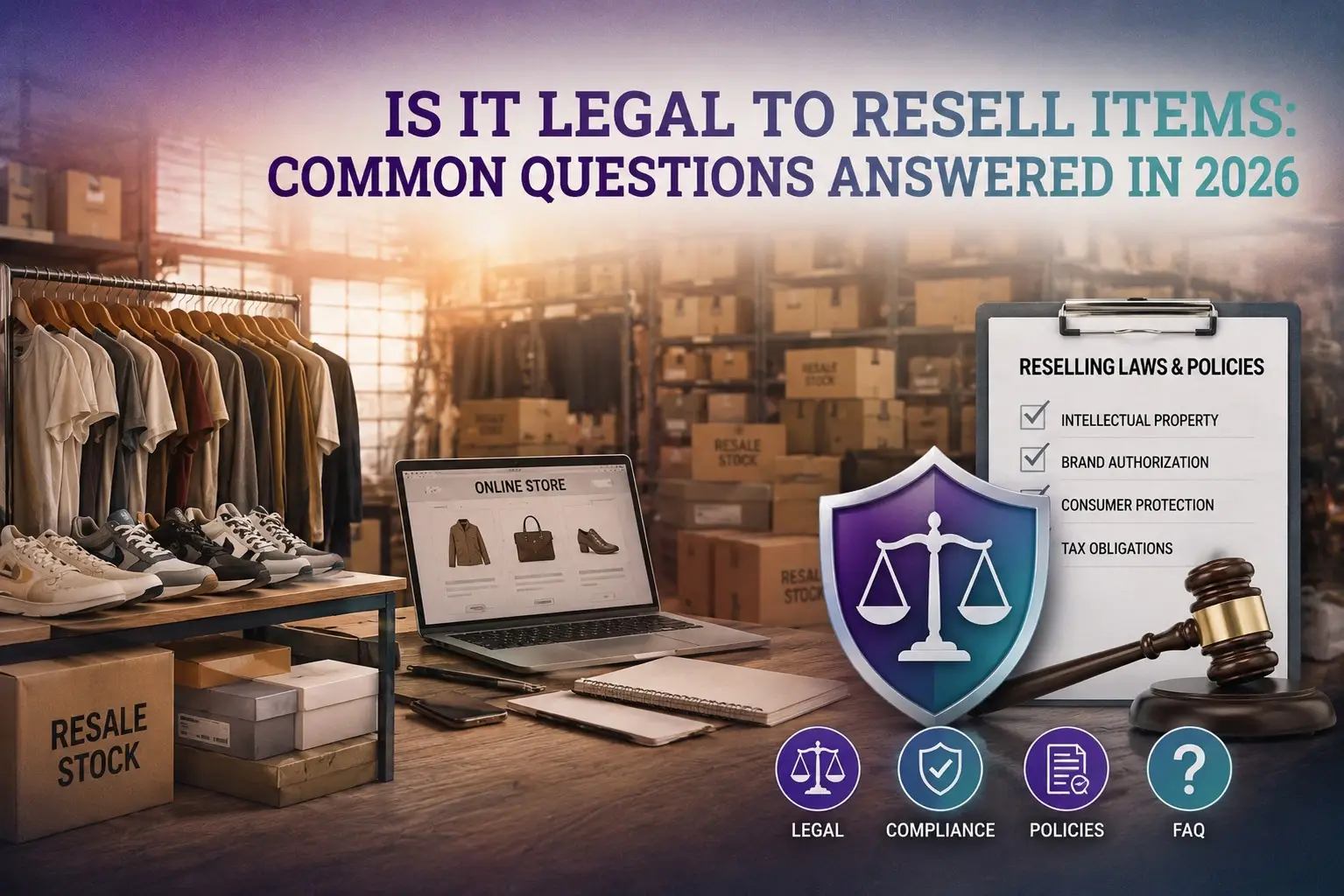 graphic image showing Is It Legal to Resell Items: Common Questions Answered in 2026