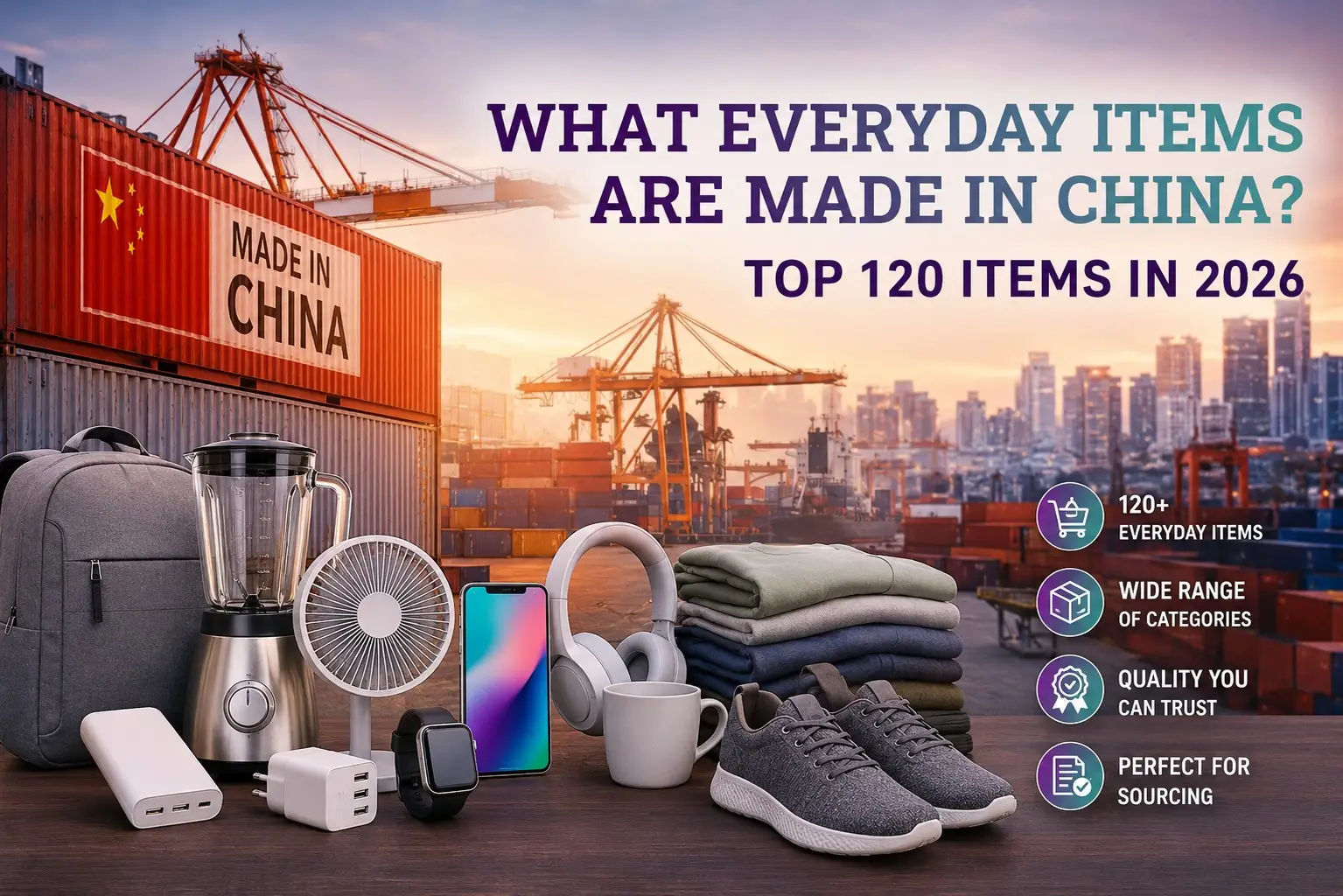 graphic image showing What Everyday Items are Made in China? Top 120 Items in 2026