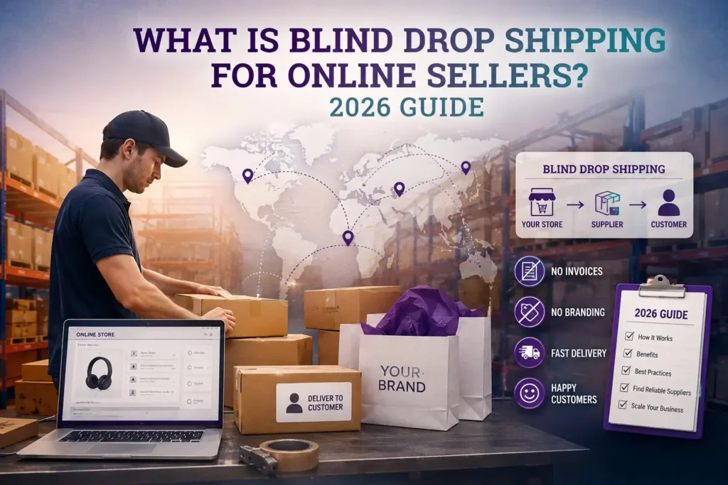 graphic image showing What is Blind Drop Shipping for Online Sellers? 2026 Guide