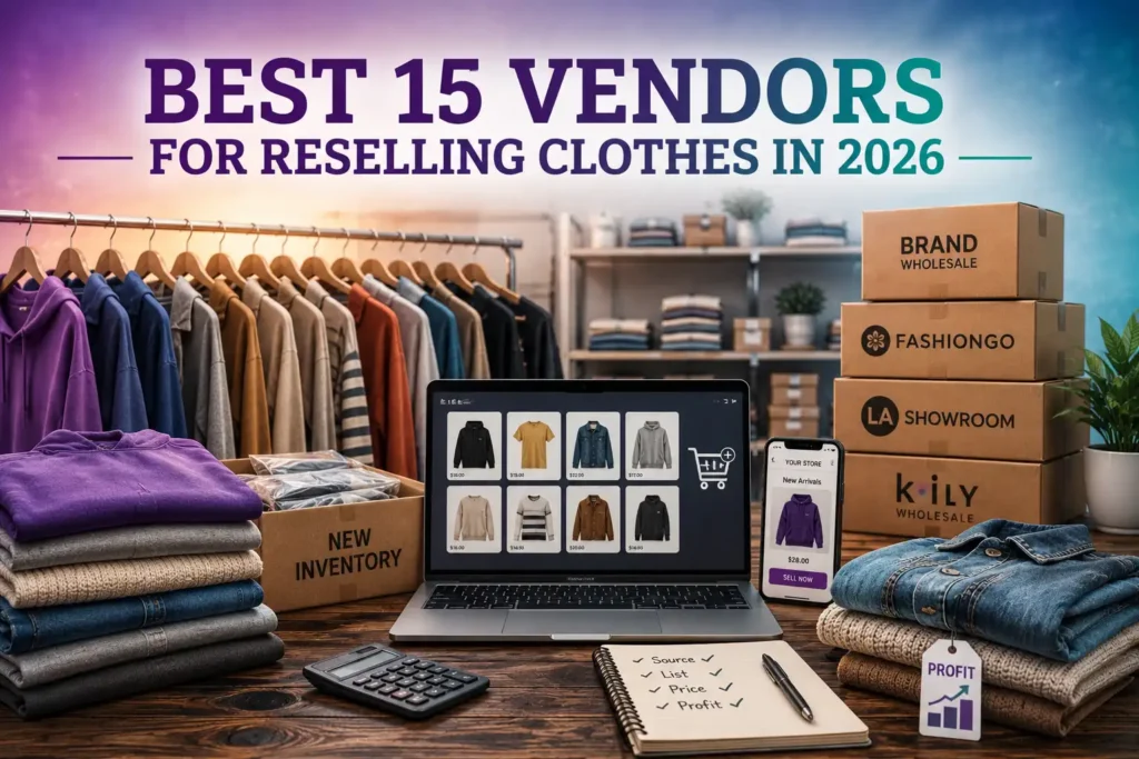 graphic image showing best vendors for reselling clothes