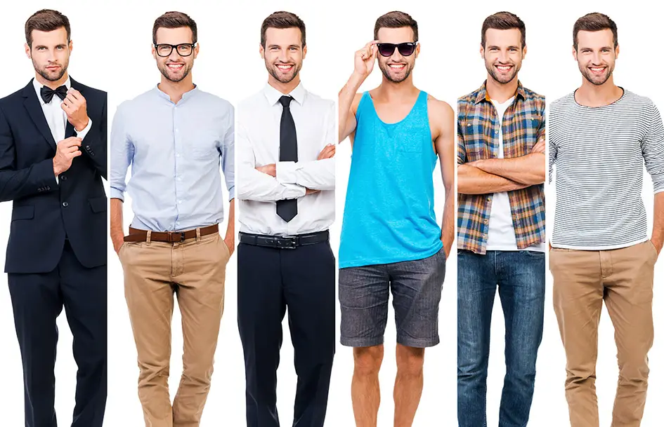 a person is wearing many kind of attire