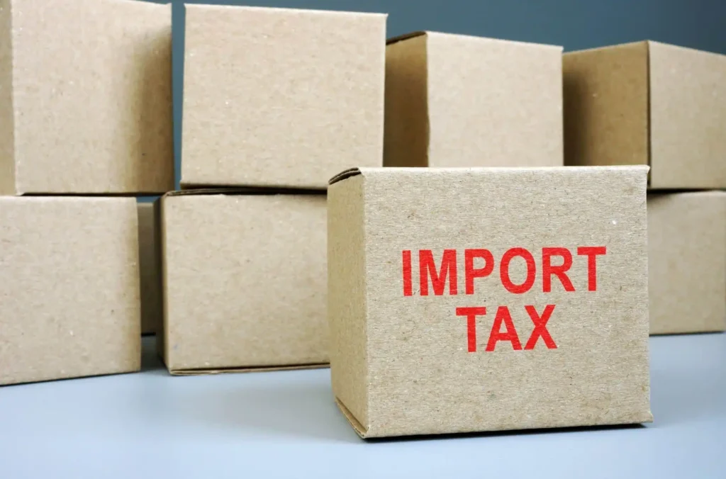 import tax written on box
