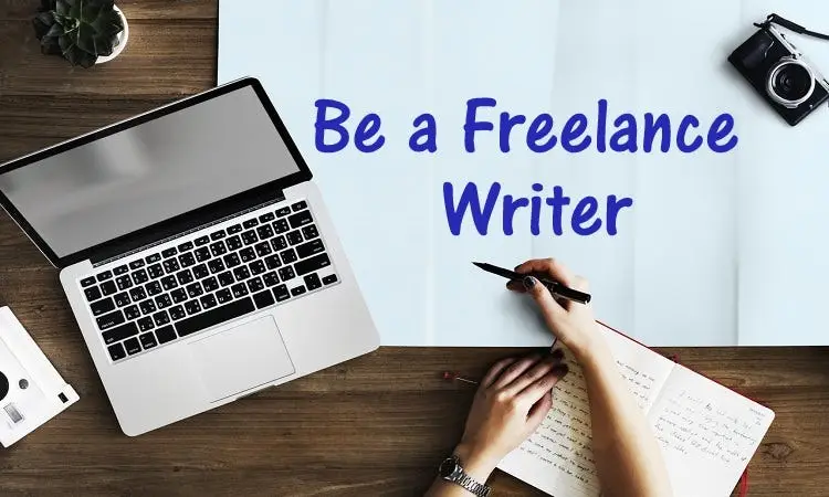 an image showing freelance writer working on laptop