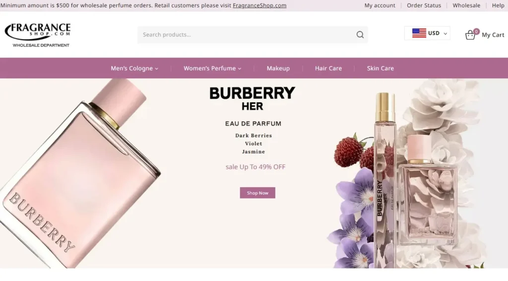 wholesale.fragranceshop.com screenshot