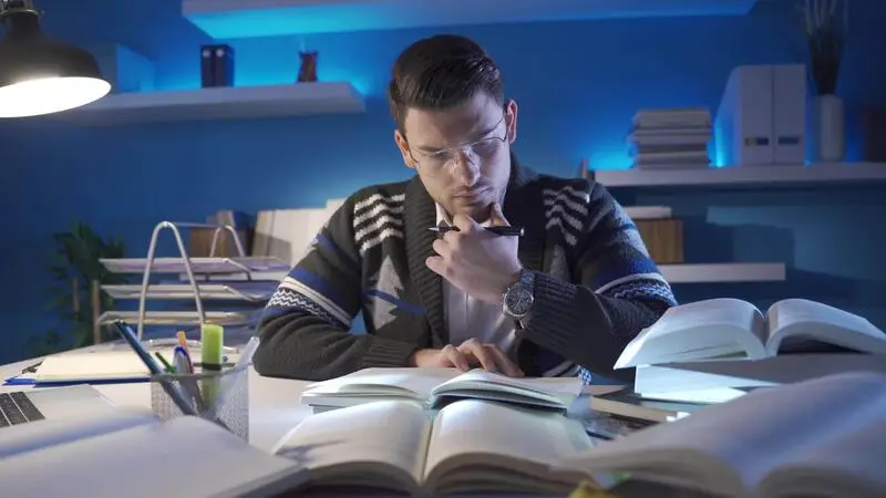 a person reading books
